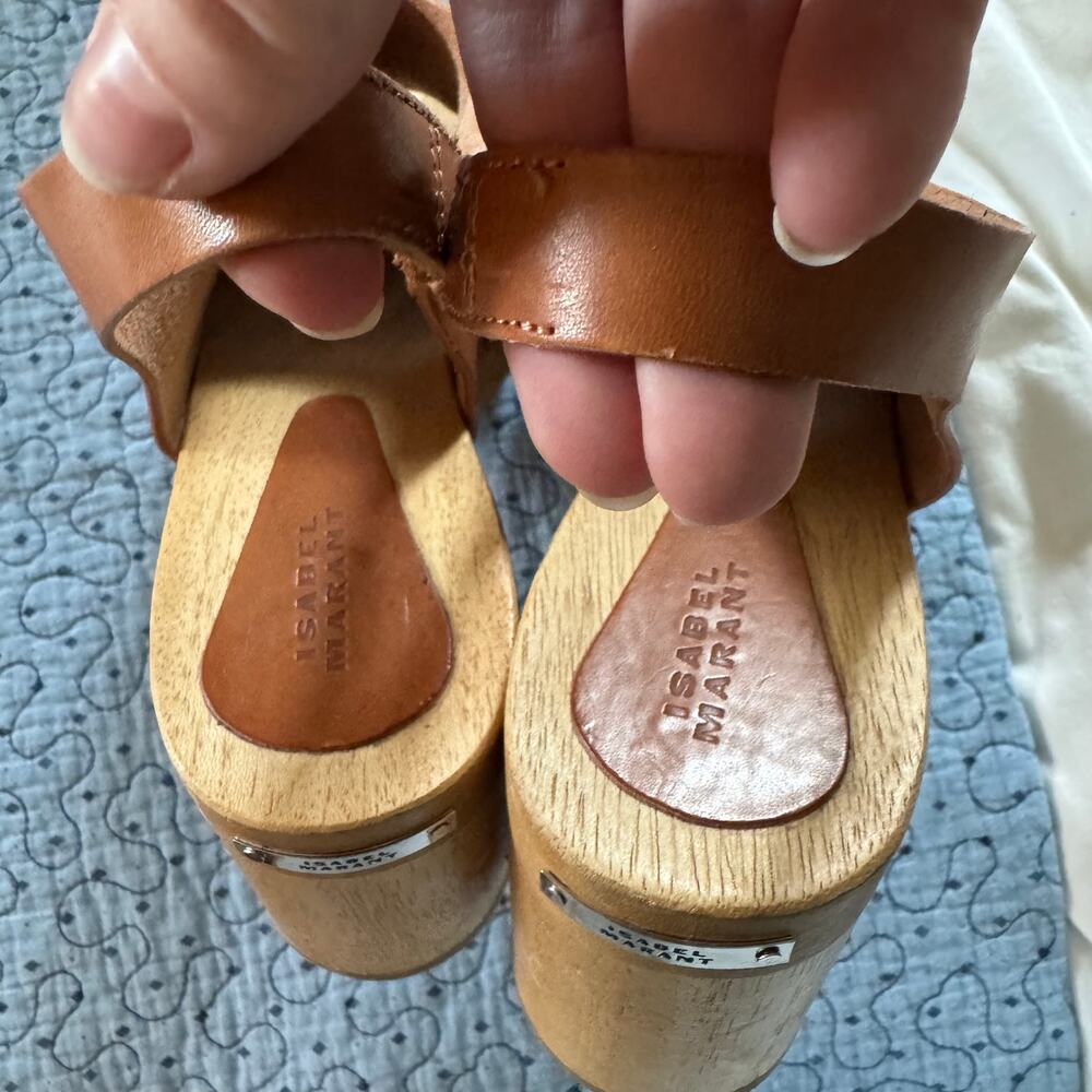 Isabel Marant Okya Clogs in Natural Open Toe Leather Upper Size 40 casual summer - Picture 11 of 12